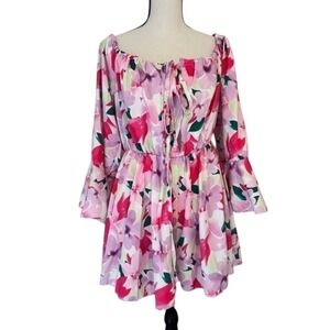 NEW Boohoo Floral Romper Flowy Girly Chic Pink Women's Size 8